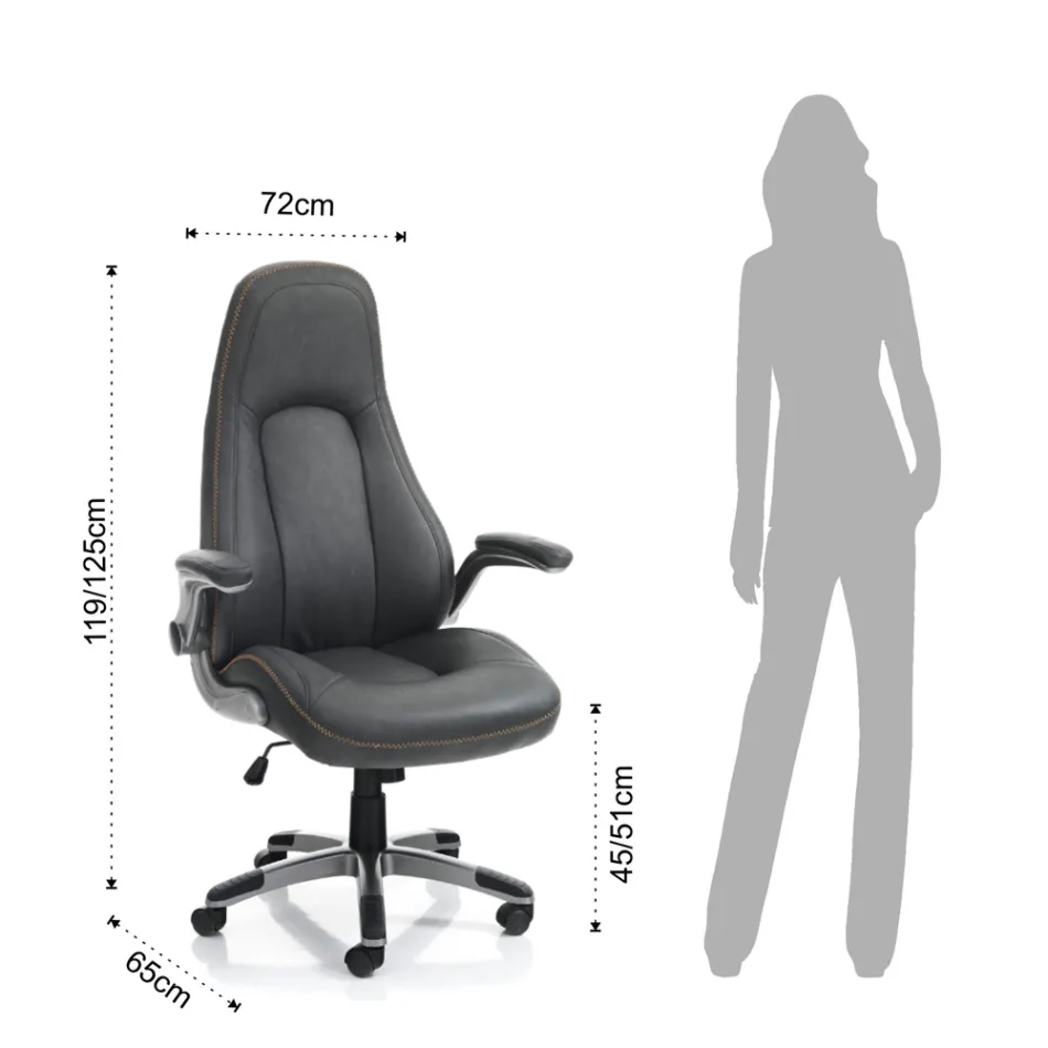 Křeslo z šedé syntetické kůže s efektem stárnutí - Renio Viadurini