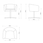 Látkové křeslo s luxusní kovovou otočnou základnou Made in Italy - Bergen Viadurini