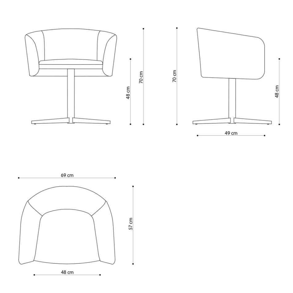 Látkové křeslo s luxusní kovovou otočnou základnou Made in Italy - Bergen Viadurini