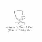 Látkové křeslo s otočnou základnou z ušlechtilého kovu vyrobené v Itálii - Papaya Viadurini