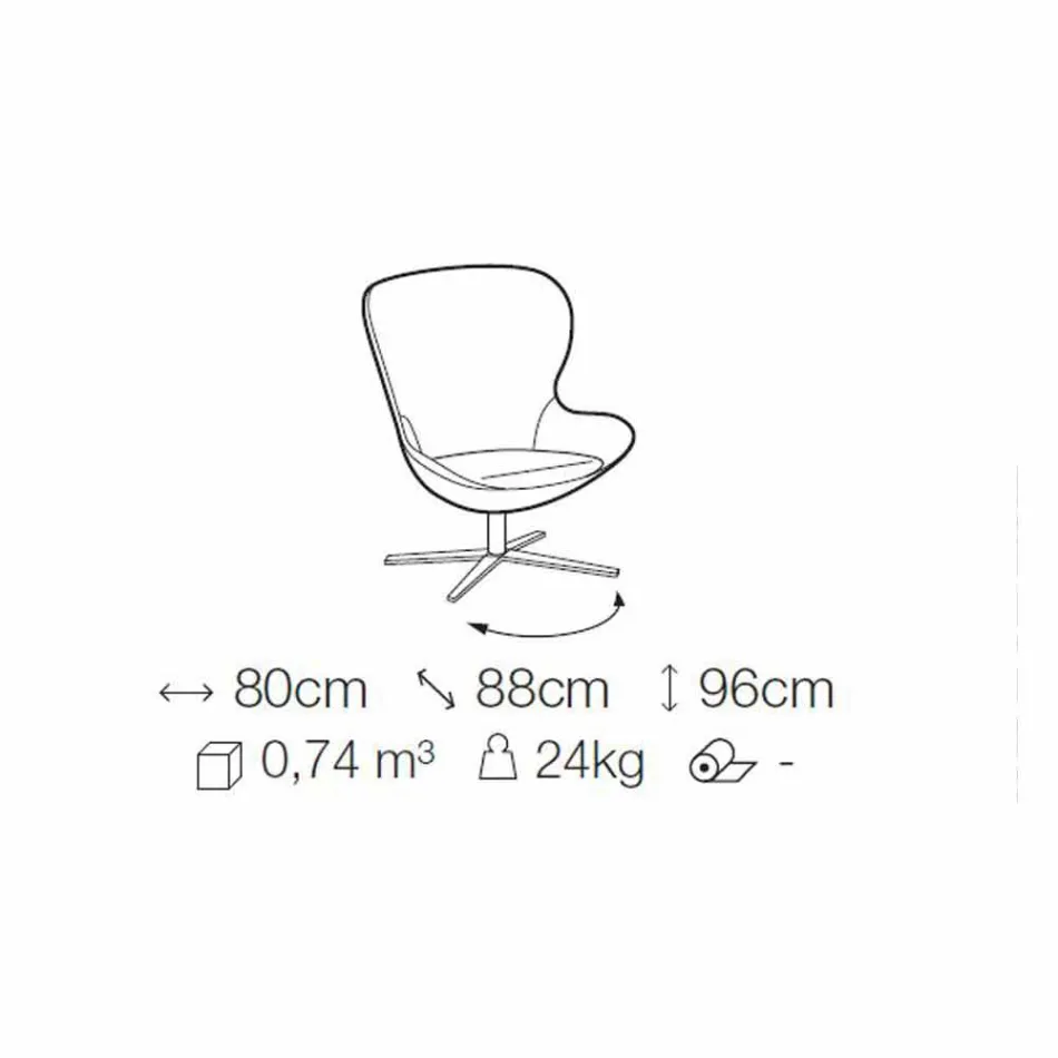 Látkové křeslo s otočnou základnou z ušlechtilého kovu vyrobené v Itálii - Papaya Viadurini