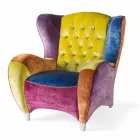 sametové křeslo pracoval prošívané a žebrovaným hrana Schinke Viadurini