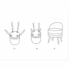 Mini barevné křeslo moderního designu ze dřeva a látky - Koah Viadurini