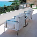 Křeslo moderního designu z oceli a PVC z černého nebo bílého PVC pro venkovní použití - Ontario2 Viadurini