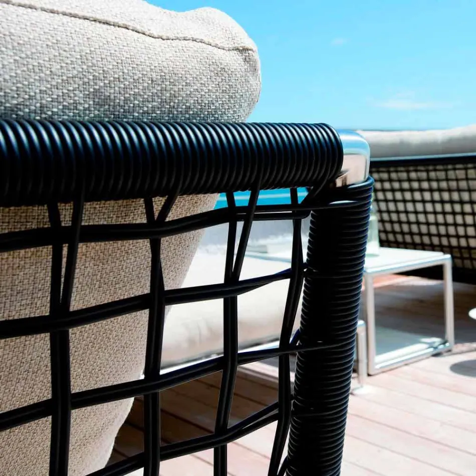 Křeslo moderního designu z oceli a PVC z černého nebo bílého PVC pro venkovní použití - Ontario2 Viadurini