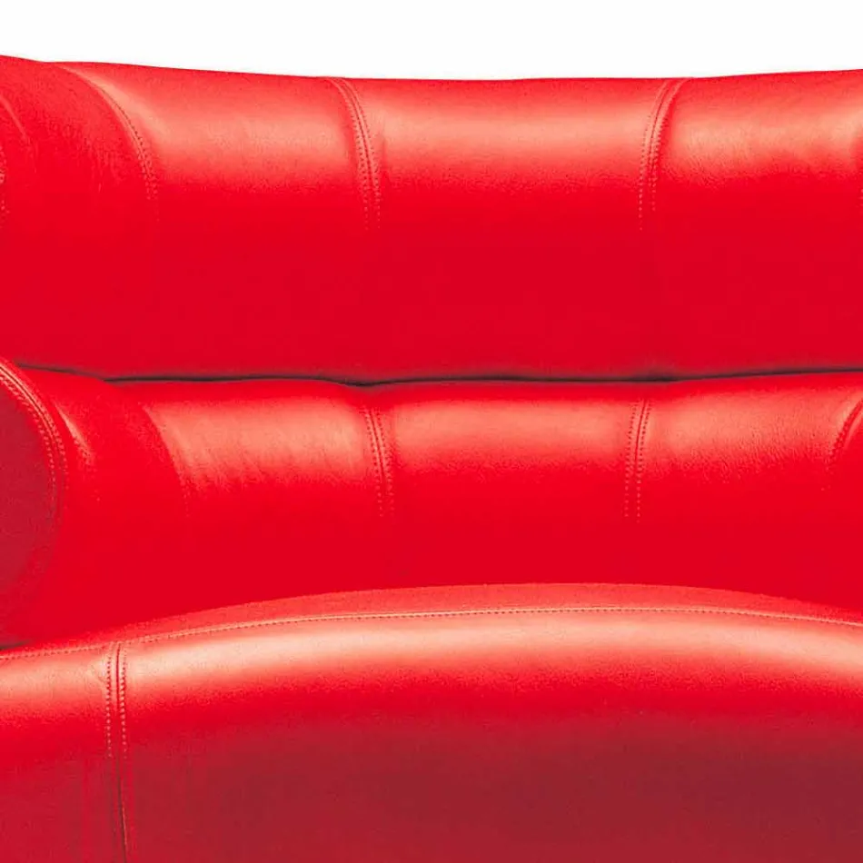 Moderní křeslo čalouněné kůží s ocelovým podstavcem vyrobeno v Itálii - Ostilio Viadurini