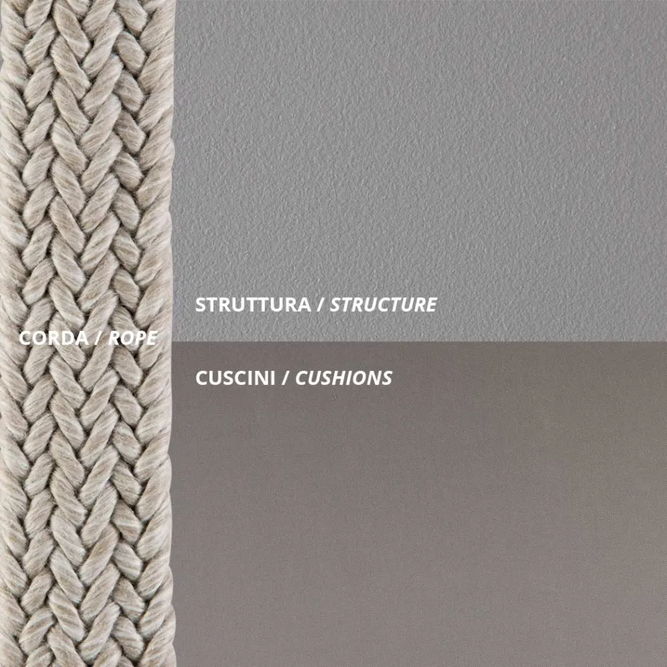 Venkovní křeslo z oceli Různé velikosti a včetně polštářů Vyrobeno v Itálii - Bronn Viadurini