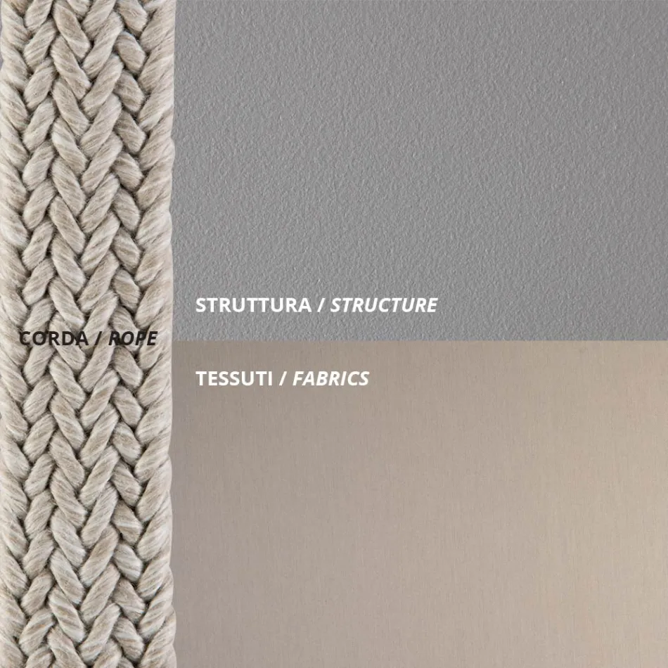 Venkovní křeslo z pozinkované oceli a lana s polštáři Made in Italy - Helga Viadurini