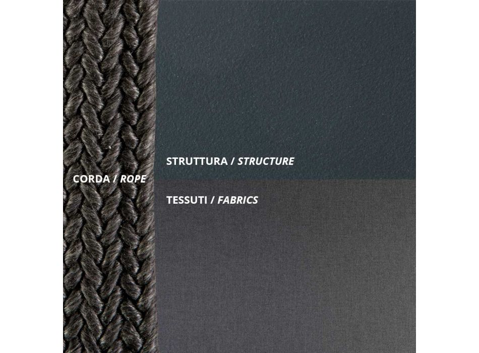 Venkovní křeslo z pozinkované oceli a lana s polštáři Made in Italy - Helga Viadurini