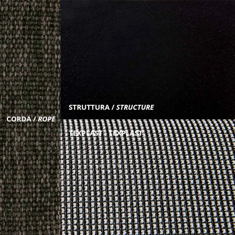 Venkovní skládací křeslo z provazového hliníku a texplastu Made in Italy - Ubbe Viadurini