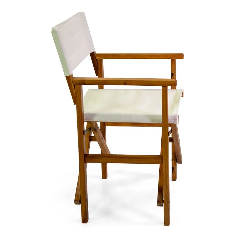 Ředitelská židle z naolejovaného akáciového dřeva v přírodní barvě - technický materiál Viadurini