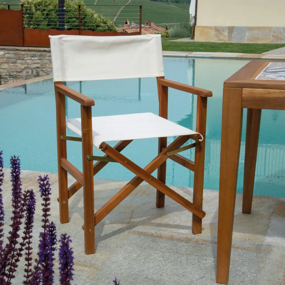 Ředitelská židle z naolejovaného akáciového dřeva v přírodní barvě - technický materiál Viadurini