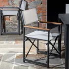 Ředitelské křeslo z hliníku, textilenu a teakové područky - Tenda Viadurini