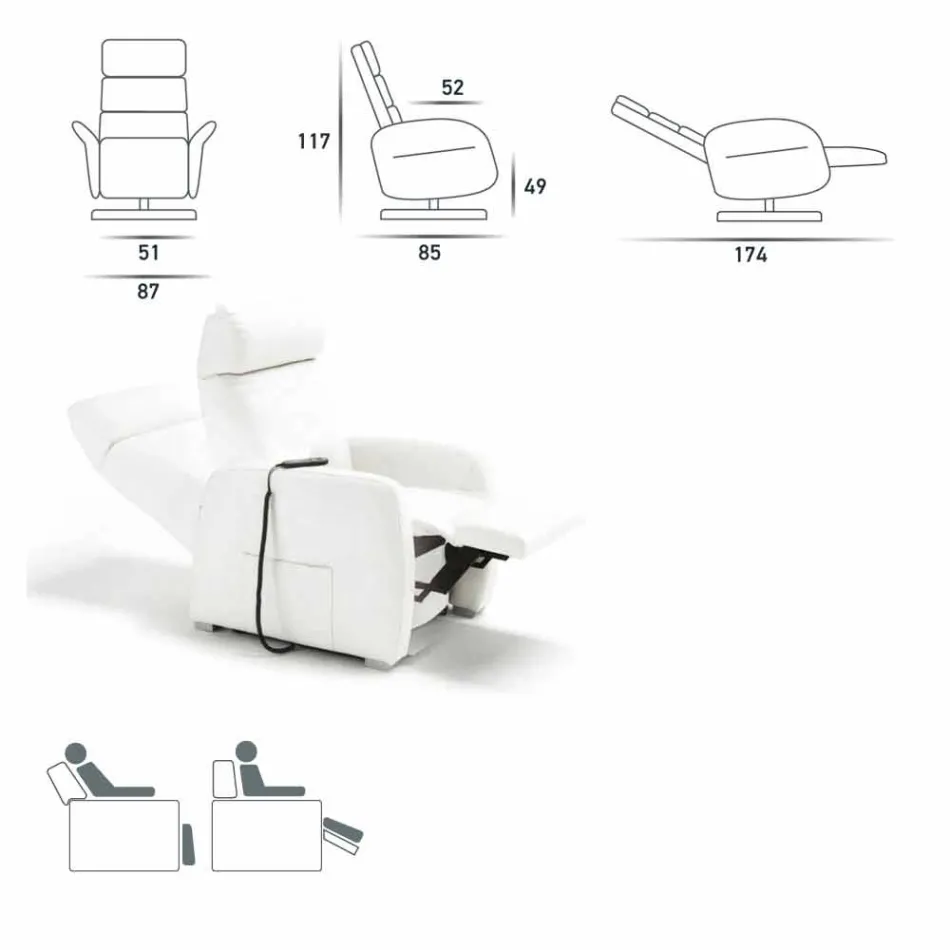 Otočné křeslo Bluma s čalouněním látka / kůže / umělá kůže Viadurini