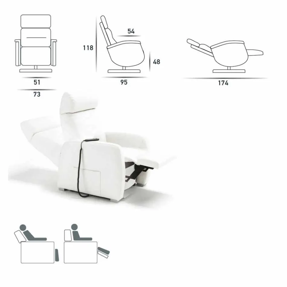 Otočné křeslo Gemma s čalouněním látka / kůže / umělá kůže Viadurini