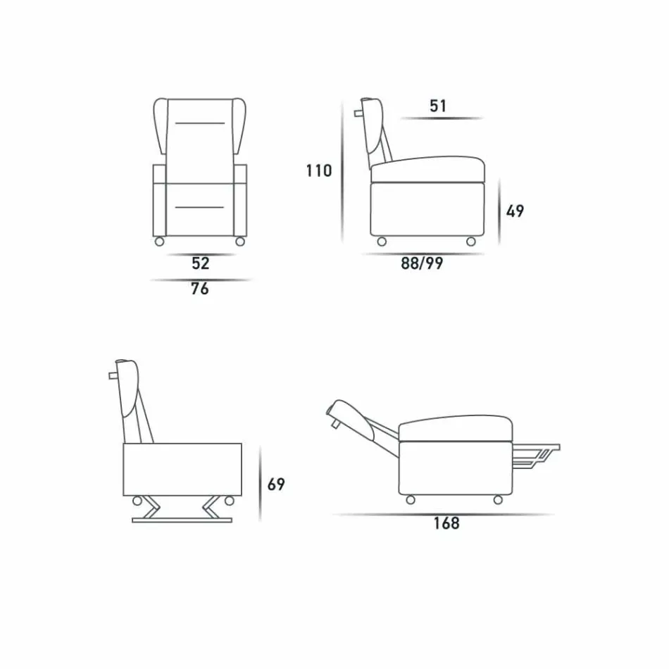 Ortopedické relaxační křeslo 4 motory vyrobené v Itálii Giglio, moderní design Viadurini