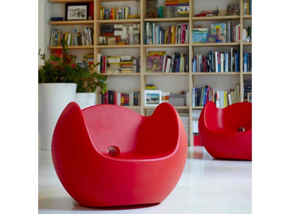 Houpací křeslo s kulatým tvarem Slide Blos barevný design vyrobené v Itálii Viadurini