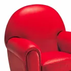 Křeslo do obývacího pokoje potažené kůží s dřevěnými nožičkami Made in Italy - Pegolo Viadurini