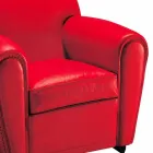 Křeslo do obývacího pokoje potažené kůží s dřevěnými nožičkami Made in Italy - Pegolo Viadurini