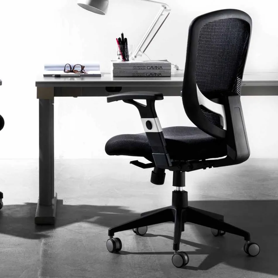 Semidirectional and Operational Modern Swivel Armchair v Black Reta - Simona Viadurini