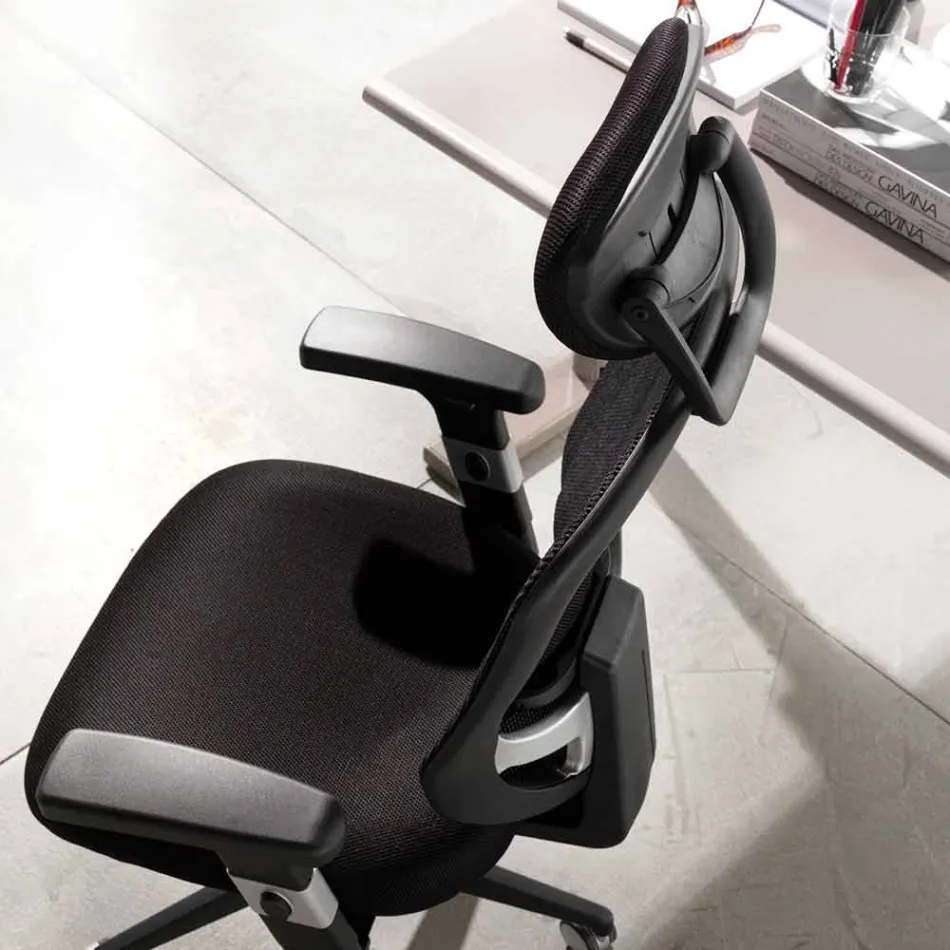Semidirectional and Operational Modern Swivel Armchair v Black Reta - Simona Viadurini