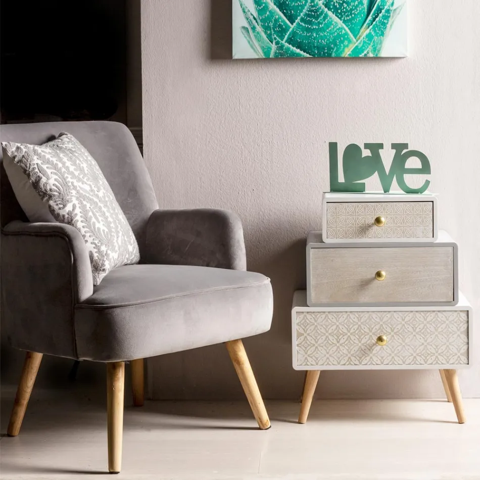 Křeslo do obývacího pokoje ve skandinávském designu se dřevem a sametem - Cinzio Viadurini