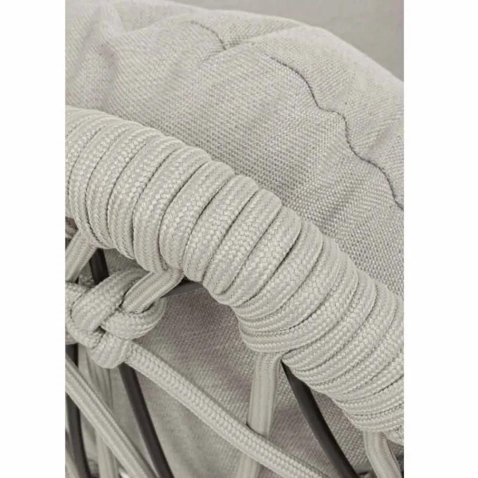 Zavěšené venkovní křeslo z tkaného lana s ocelovou základnou - sója Viadurini