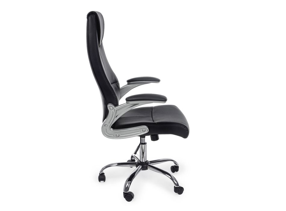Ergonomická kancelářská židle z oceli a černé nebo hnědé koženky - Matilda Viadurini