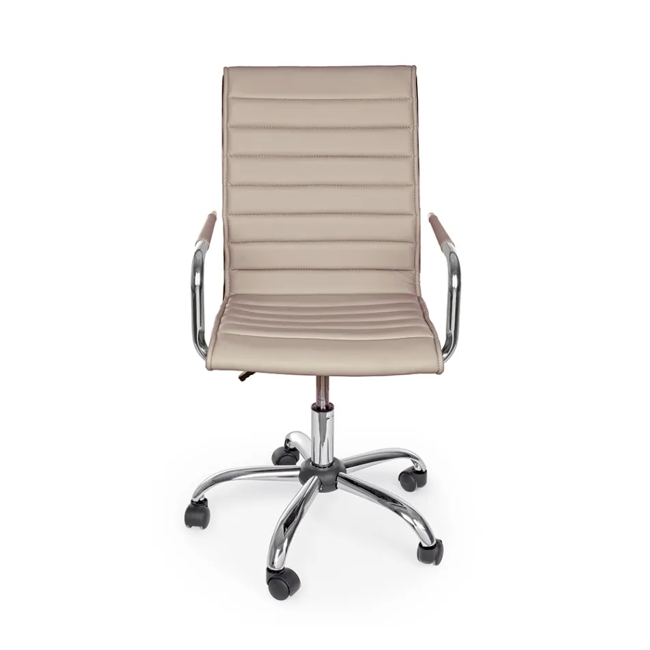 Ergonomické kancelářské křeslo s područkami z oceli a imitace kůže - Mantica Viadurini