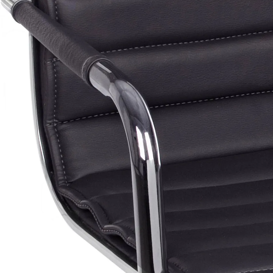 Ergonomické kancelářské křeslo s područkami z oceli a imitace kůže - Mantica Viadurini