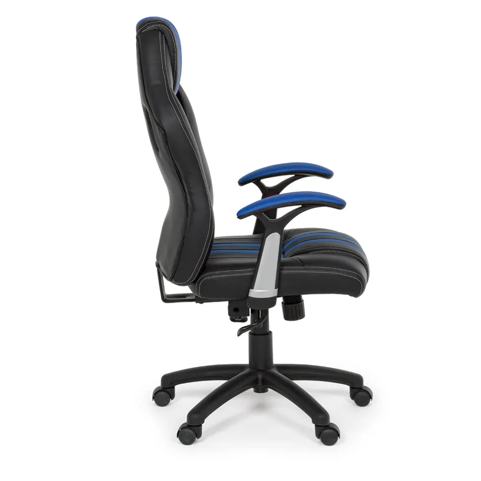 Otočné polohovatelné kancelářské křeslo z ekokůže a nylonu 2 barvy - Saronno Viadurini