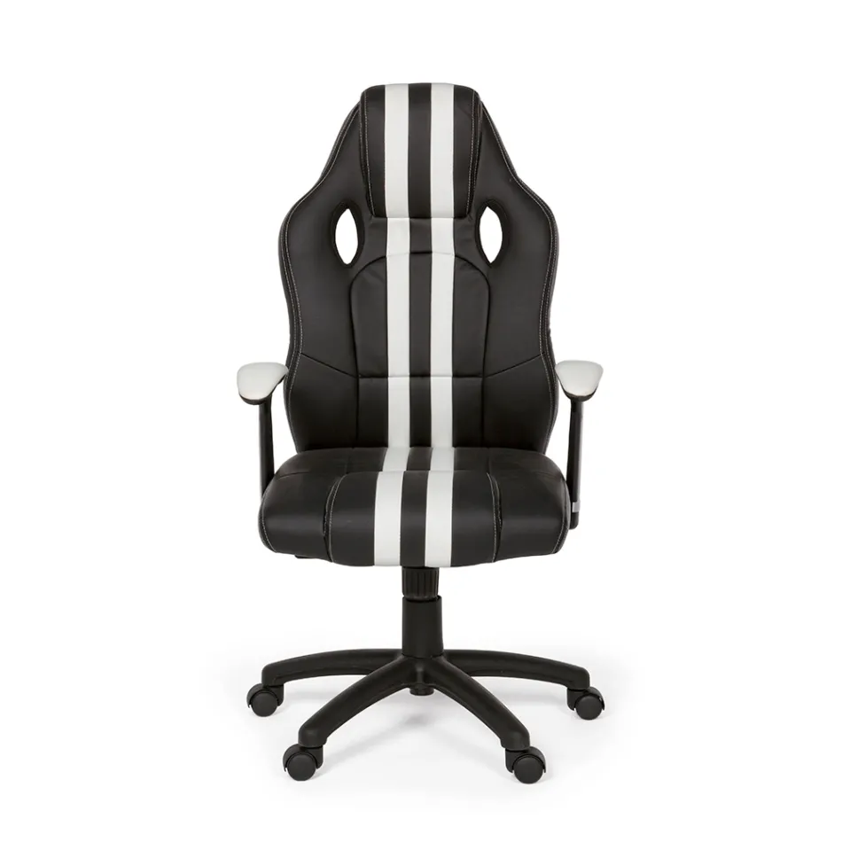 Otočné polohovatelné kancelářské křeslo z ekokůže a nylonu 2 barvy - Saronno Viadurini