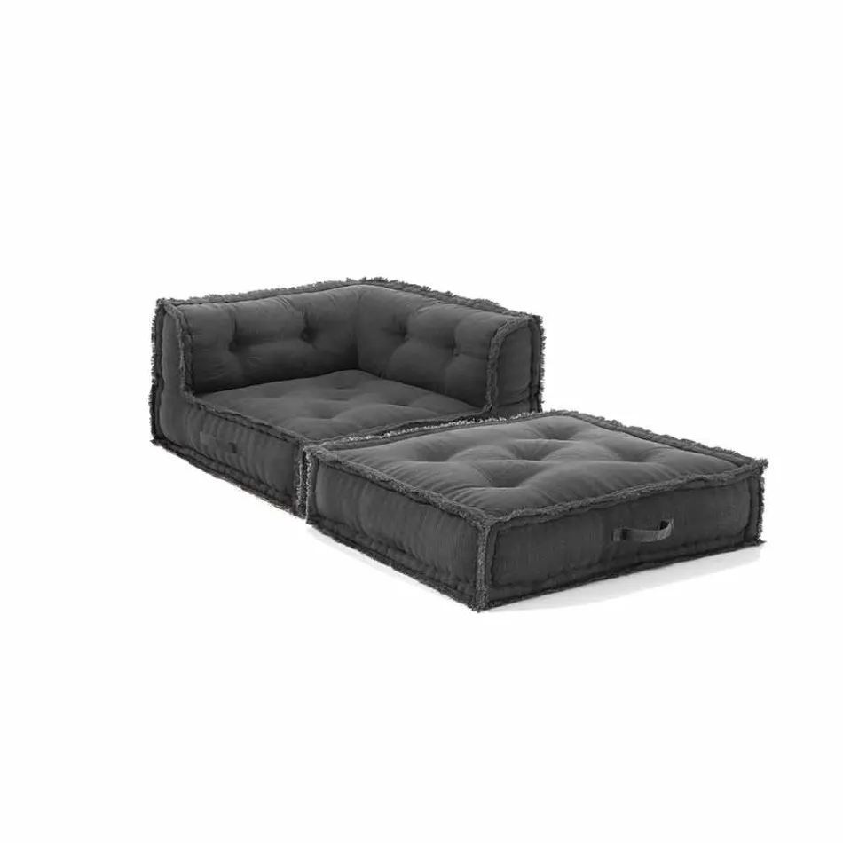 Rohové křeslo Chaise Longue v šedé, zelené nebo modré bavlně - vlákně Viadurini