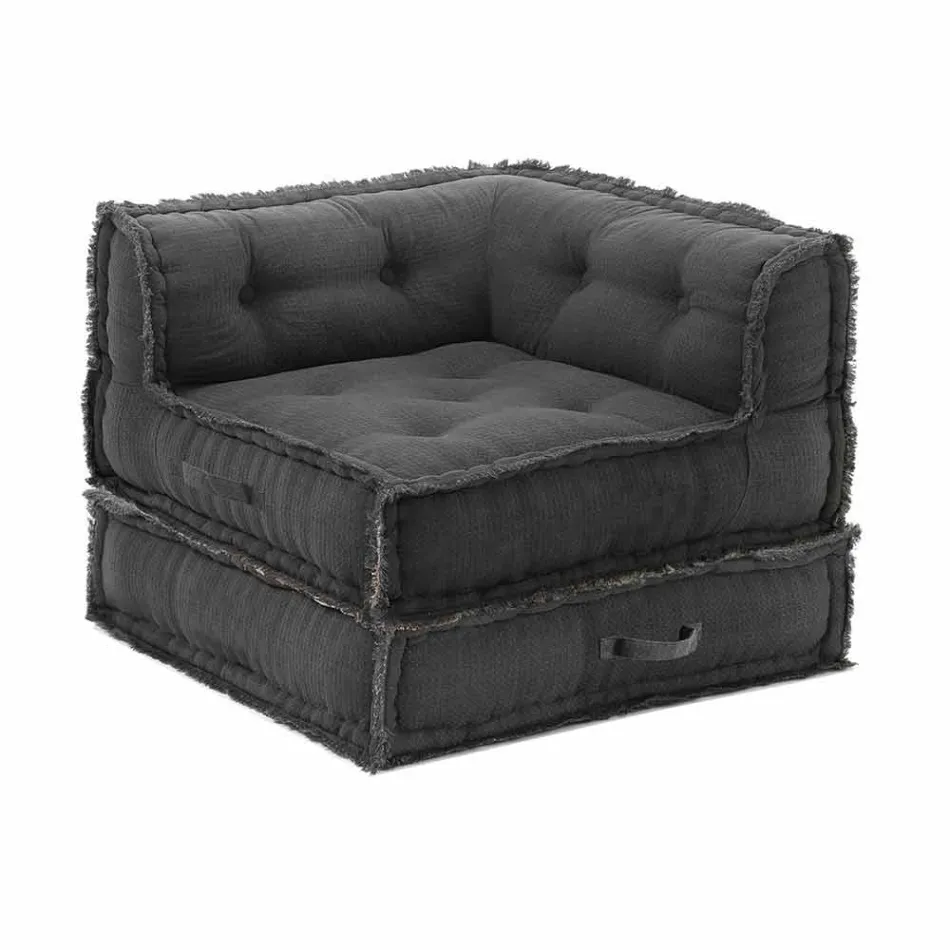 Rohové křeslo Chaise Longue v šedé, zelené nebo modré bavlně - vlákně Viadurini