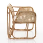 Venkovní a vnitřní ratanové křeslo a látkové polštáře Saia - Voir Viadurini