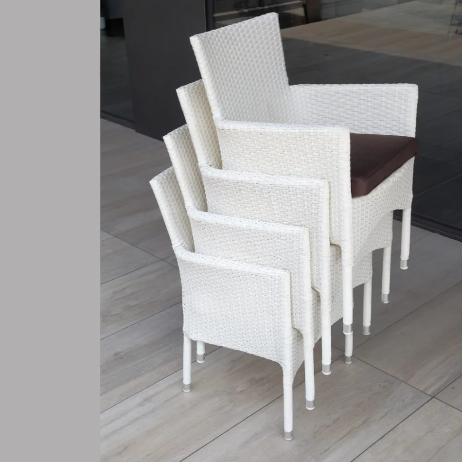 Stohovatelné venkovní křeslo z proutěného hliníku - Bruma Viadurini