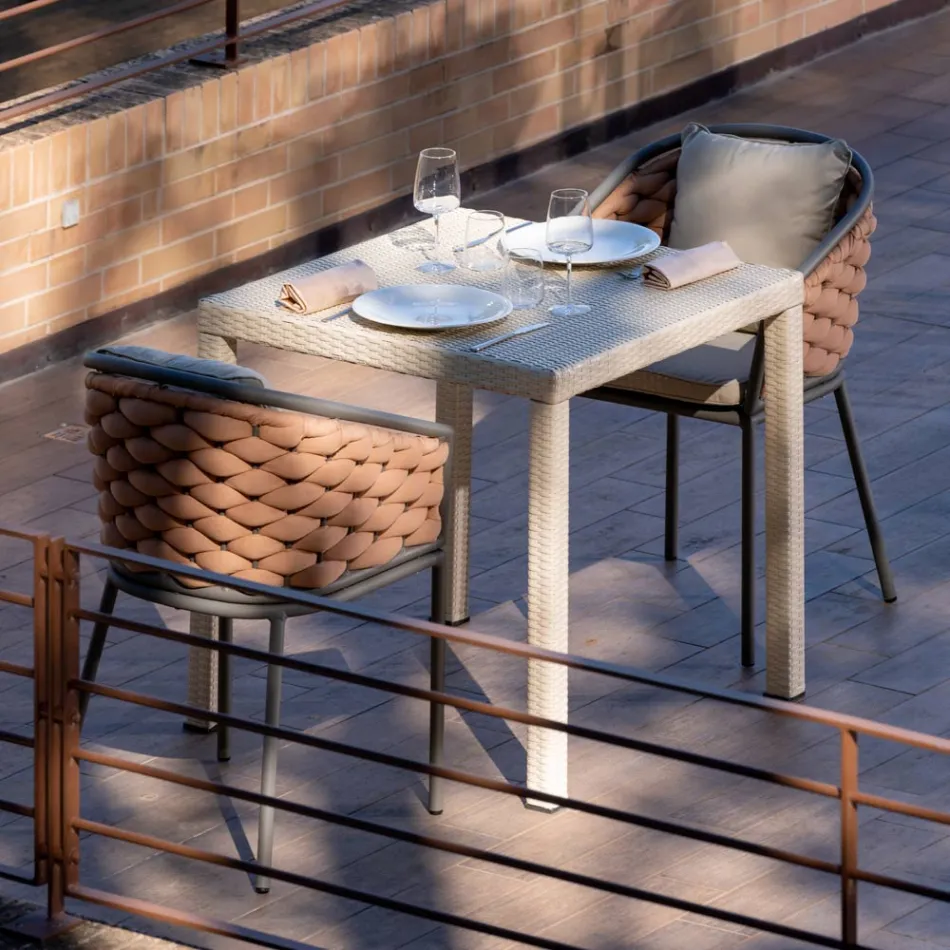 Venkovní křeslo z hliníku a ručně tkané látky Olefil - Reda Viadurini