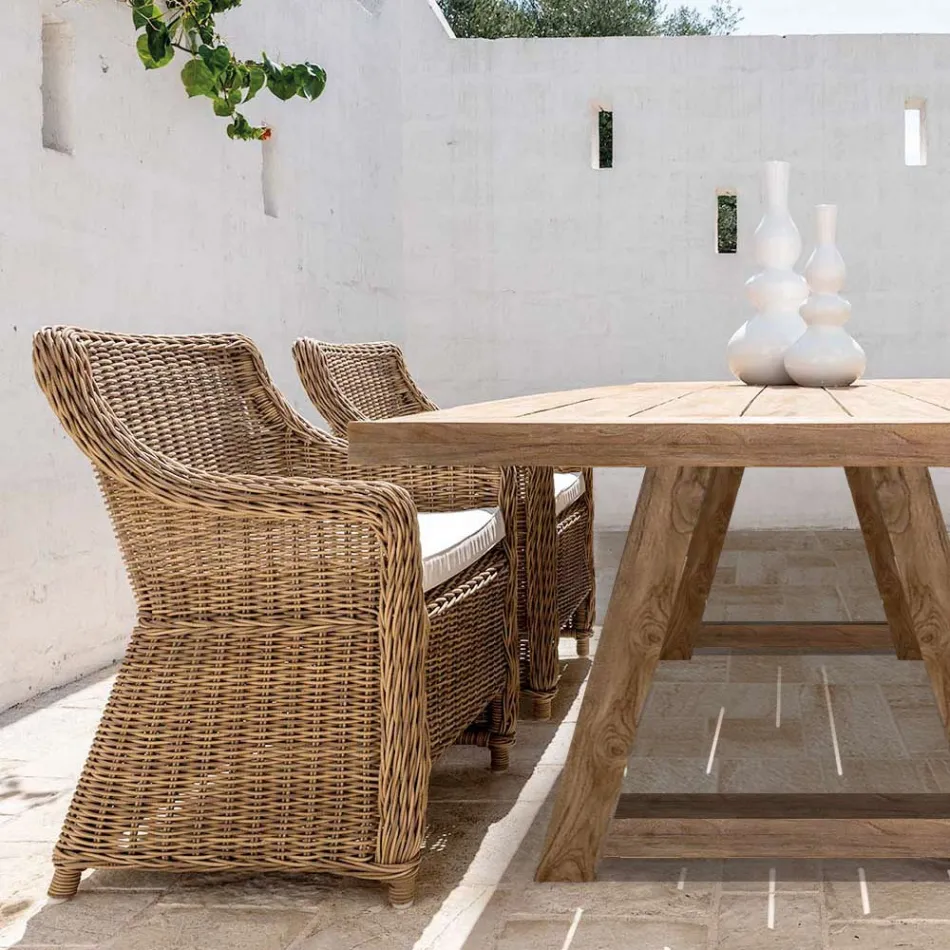 Zahradní křeslo ve tkaní ze syntetických vláken Made in Italy - Tillie Viadurini