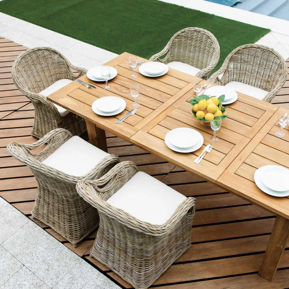 Zahradní křeslo ze dřeva a vláken v šedé barvě Kubu - Lido Viadurini