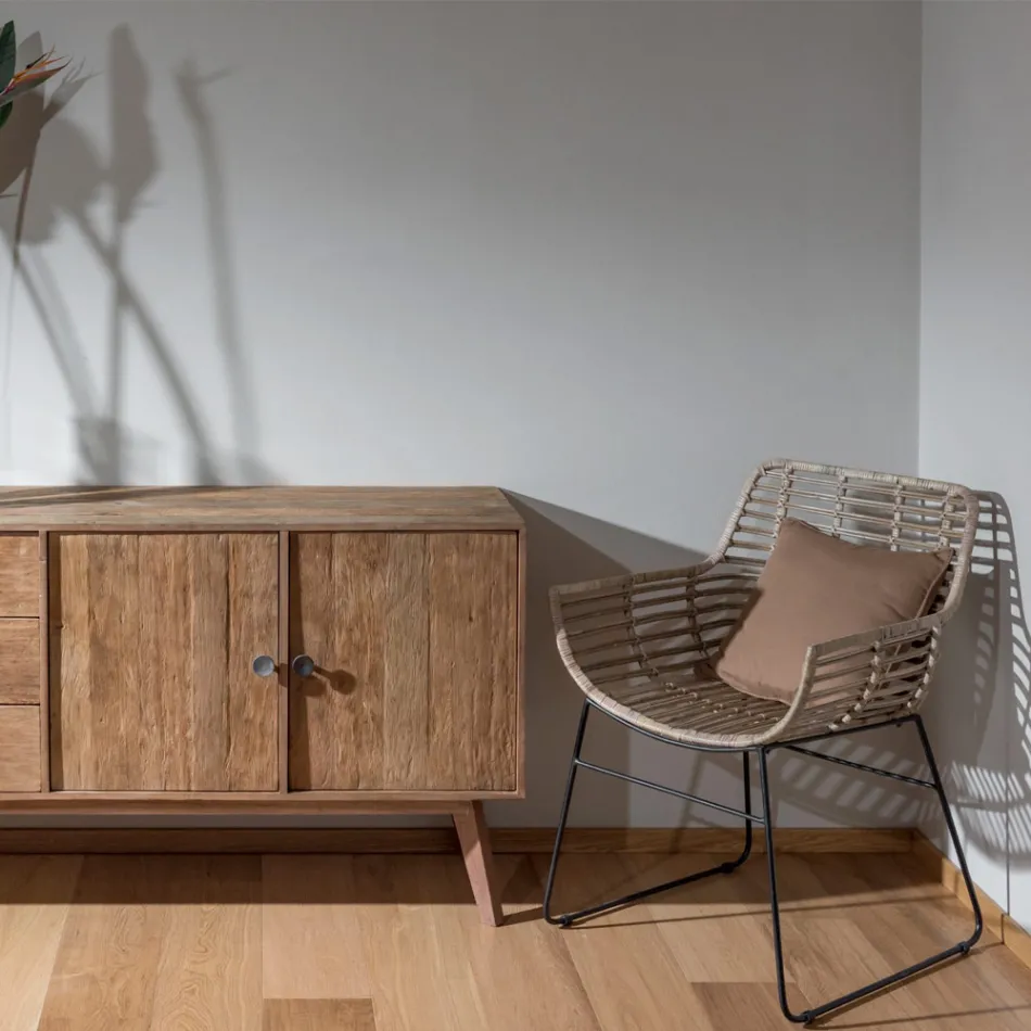 Křeslo do obývacího pokoje v provedení Kubù Ratan and Iron Structure - Slide Viadurini