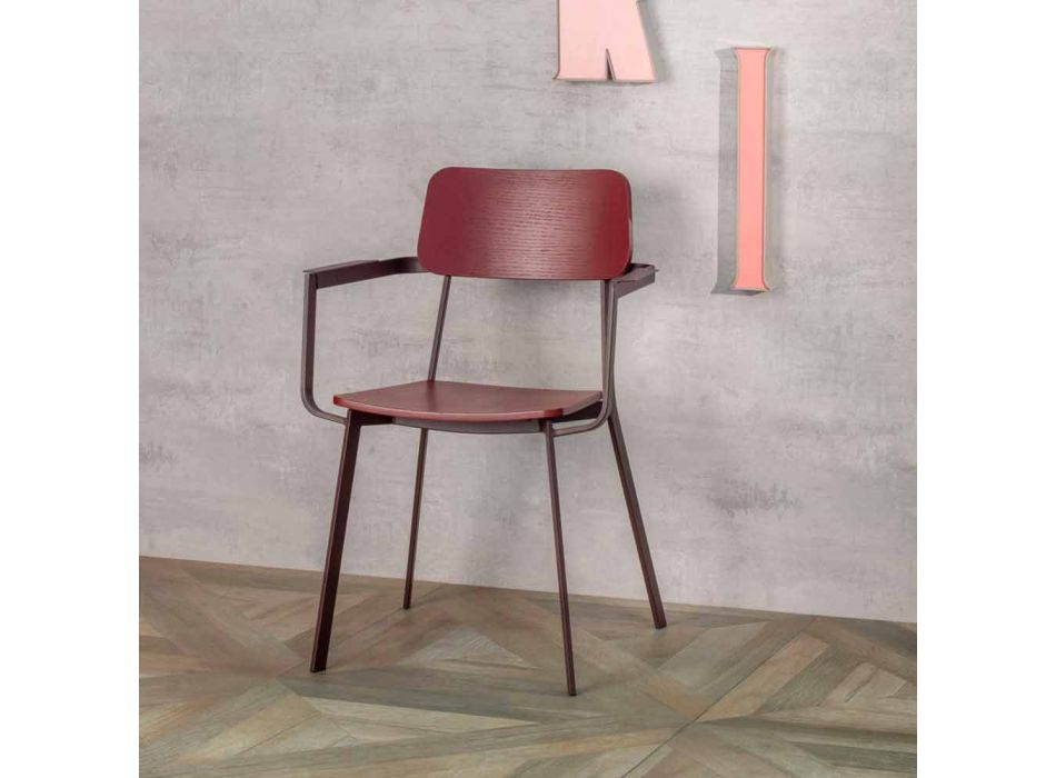 Moderní designové křeslo ve dřevě a kovu, Elmas Viadurini