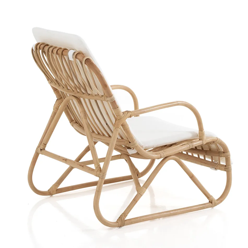 Křeslo pro vnitřní a venkovní prostředí z ratanu a bavlněného polštáře - Jouer Viadurini