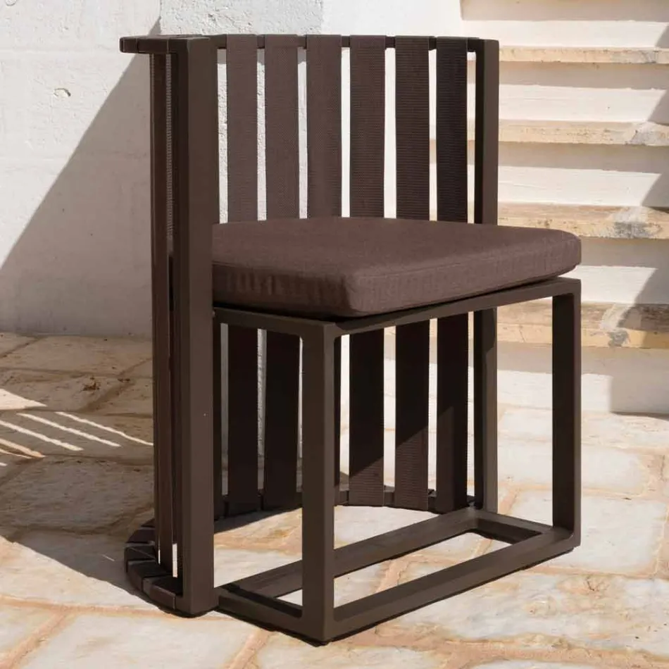 Venkovní jídelní křeslo z hliníku a lana v luxusním designu - Julie Viadurini