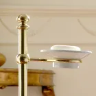 Stojan na ručník na podlahu s vintage mosaznou a keramickou miskou na mýdlo - Rouen Viadurini