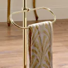 Stojan na ručník na podlahu s vintage mosaznou a keramickou miskou na mýdlo - Rouen Viadurini