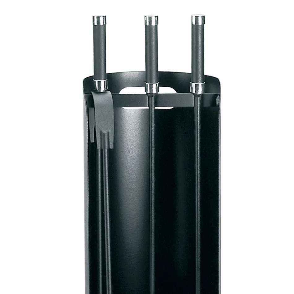 Držák na nářadí se 3 kovovými krbovými nástroji Made in Italy - Bazar Viadurini