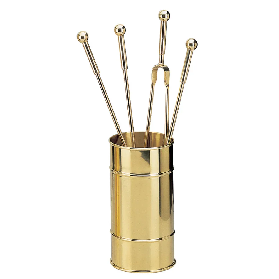 Mosazný držák na krbové nářadí 4 kusy Made in Italy - Žirafa Viadurini