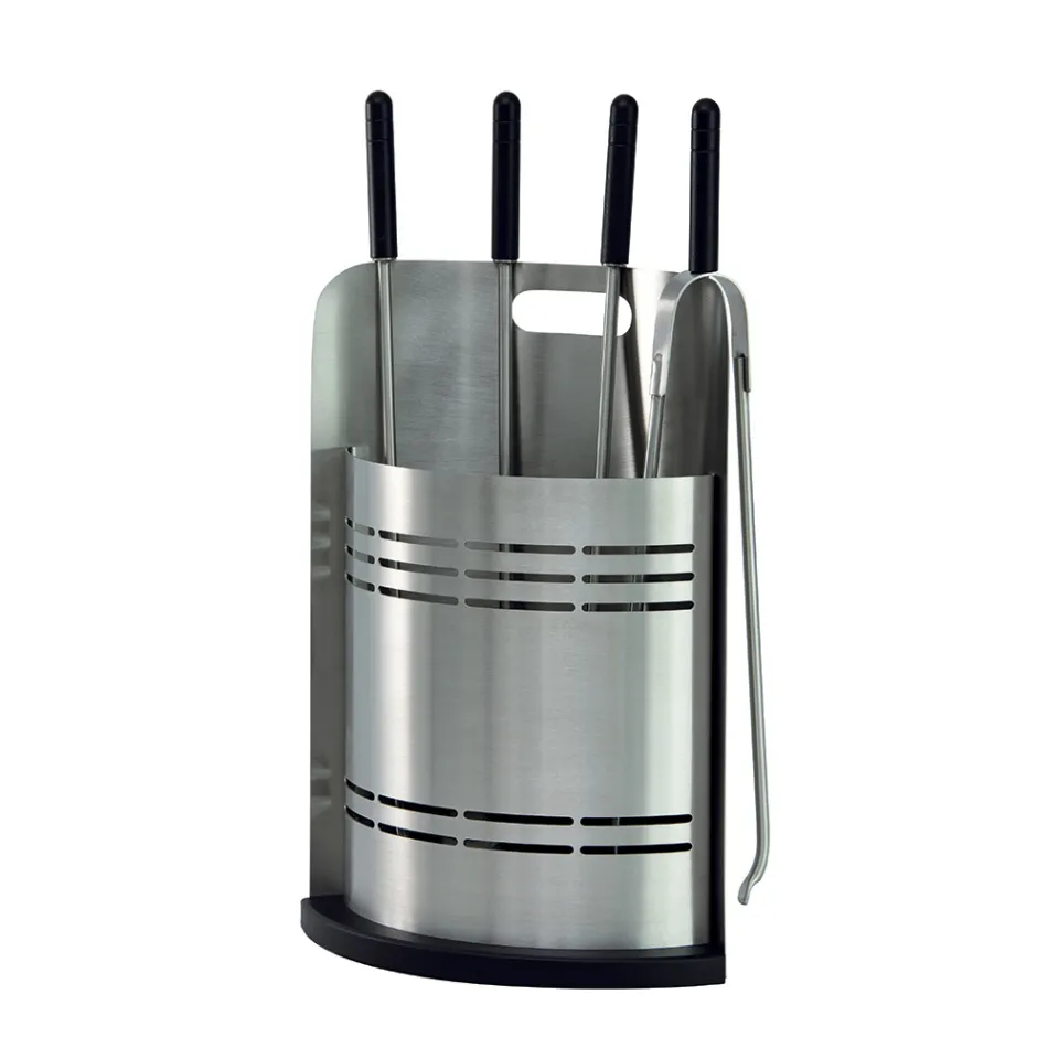 Pevný držák nářadí se 4 nástroji pro krb Made in Italy - Bonsai Viadurini