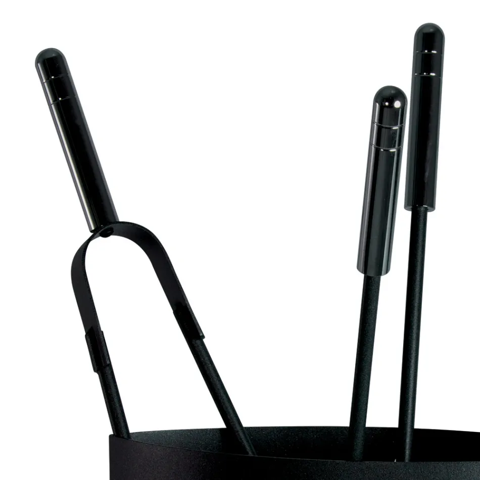 Kovový držák na krbové nářadí se 4 doplňky Made in Italy - Canarino Viadurini