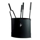 Kovový držák na krbové nářadí se 4 doplňky Made in Italy - Canarino Viadurini